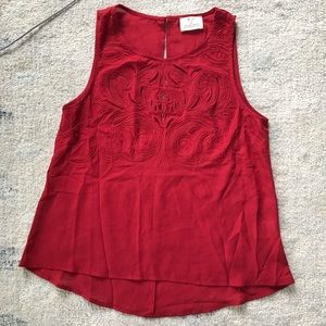 Pins & Needles Red chiffon embroidered tank